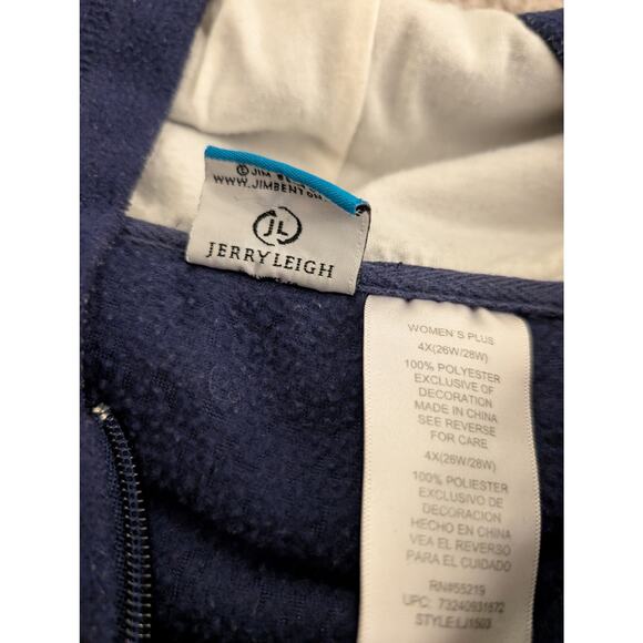 It's Happy Bunny "I Just Realized, I Don't Care" Hoodie Sweater Blue 4X Fleece - Picture 4 of 5